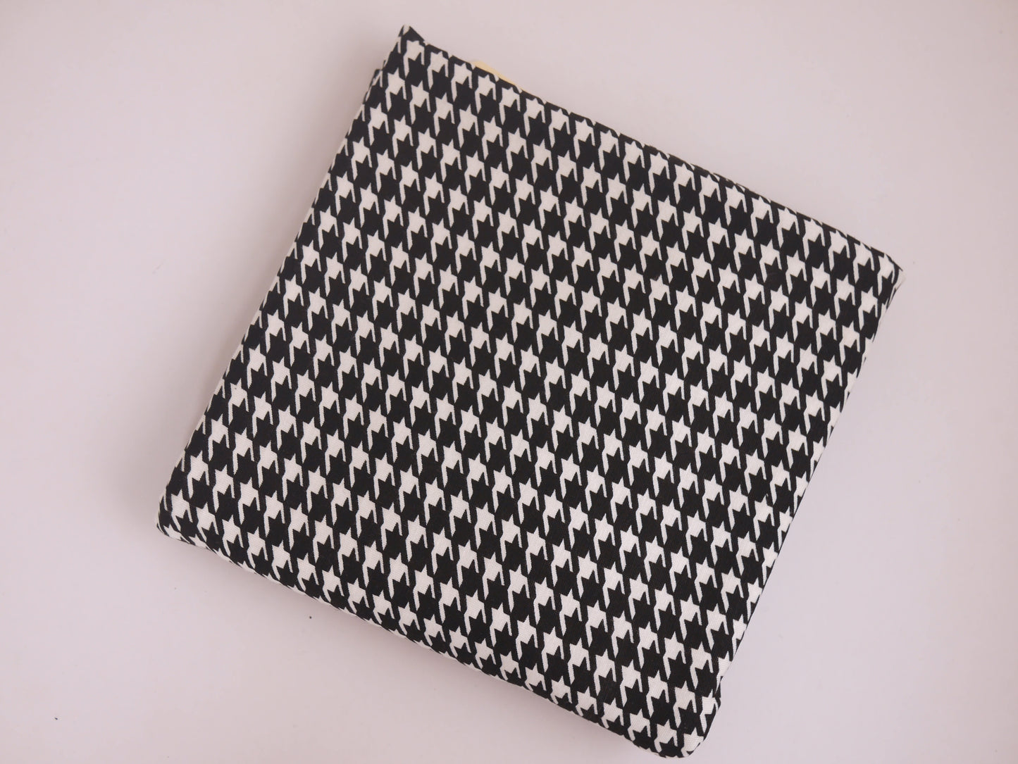 Printed Viscose Jersey - Black and White Dog Tooth 1 Metre Remnant