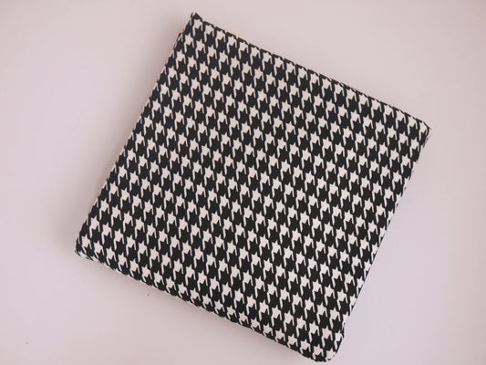 Printed Viscose Jersey - Black and White Dog Tooth 1 Metre Remnant