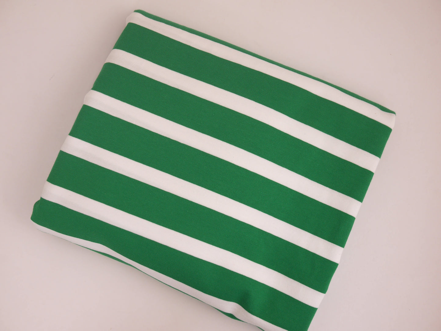 ORGANIC Striped Cotton Jersey - Green and White 1.20 Metres Remnant