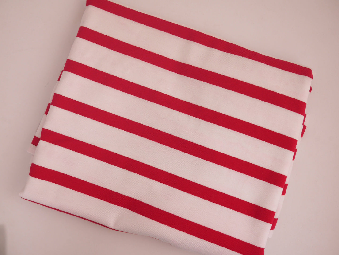 ORGANIC Striped Cotton Jersey - Red and White 0.65 Metre Remnant