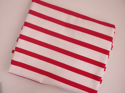 ORGANIC Striped Cotton Jersey - Red and White 0.65 Metre Remnant