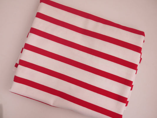 ORGANIC Striped Cotton Jersey - Red and White 0.65 Metre Remnant