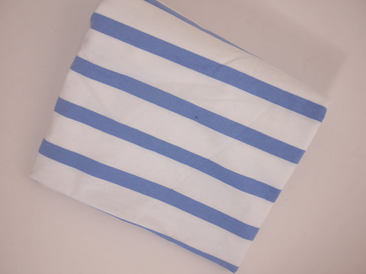 ORGANIC Striped Cotton Jersey - Blue and White 1.80 Metre Remnant
