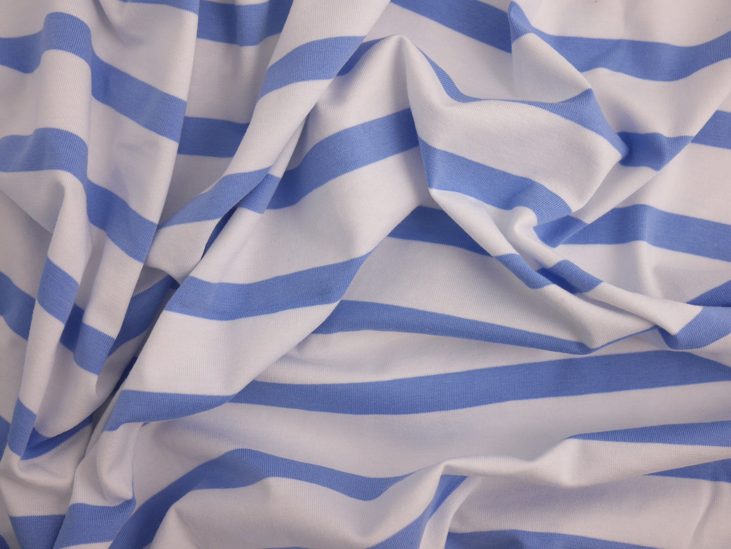 ORGANIC Striped Cotton Jersey - Blue and White 1.80 Metre Remnant