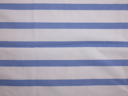 ORGANIC Striped Cotton Jersey - Blue and White 1.80 Metre Remnant