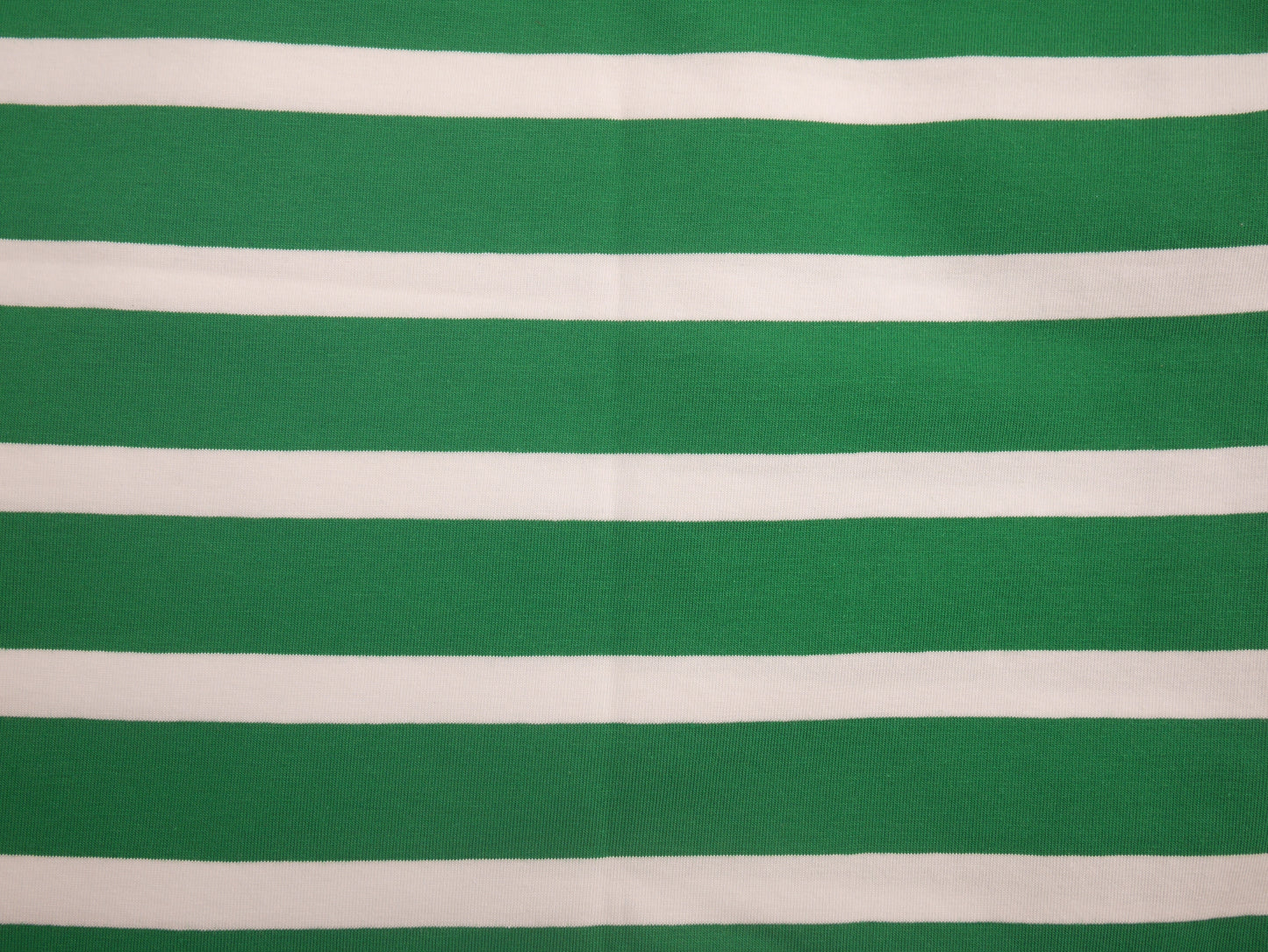 ORGANIC Striped Cotton Jersey - Green and White 1.20 Metres Remnant
