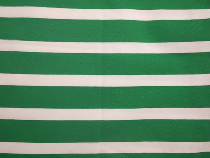 ORGANIC Striped Cotton Jersey - Green and White 1.20 Metres Remnant