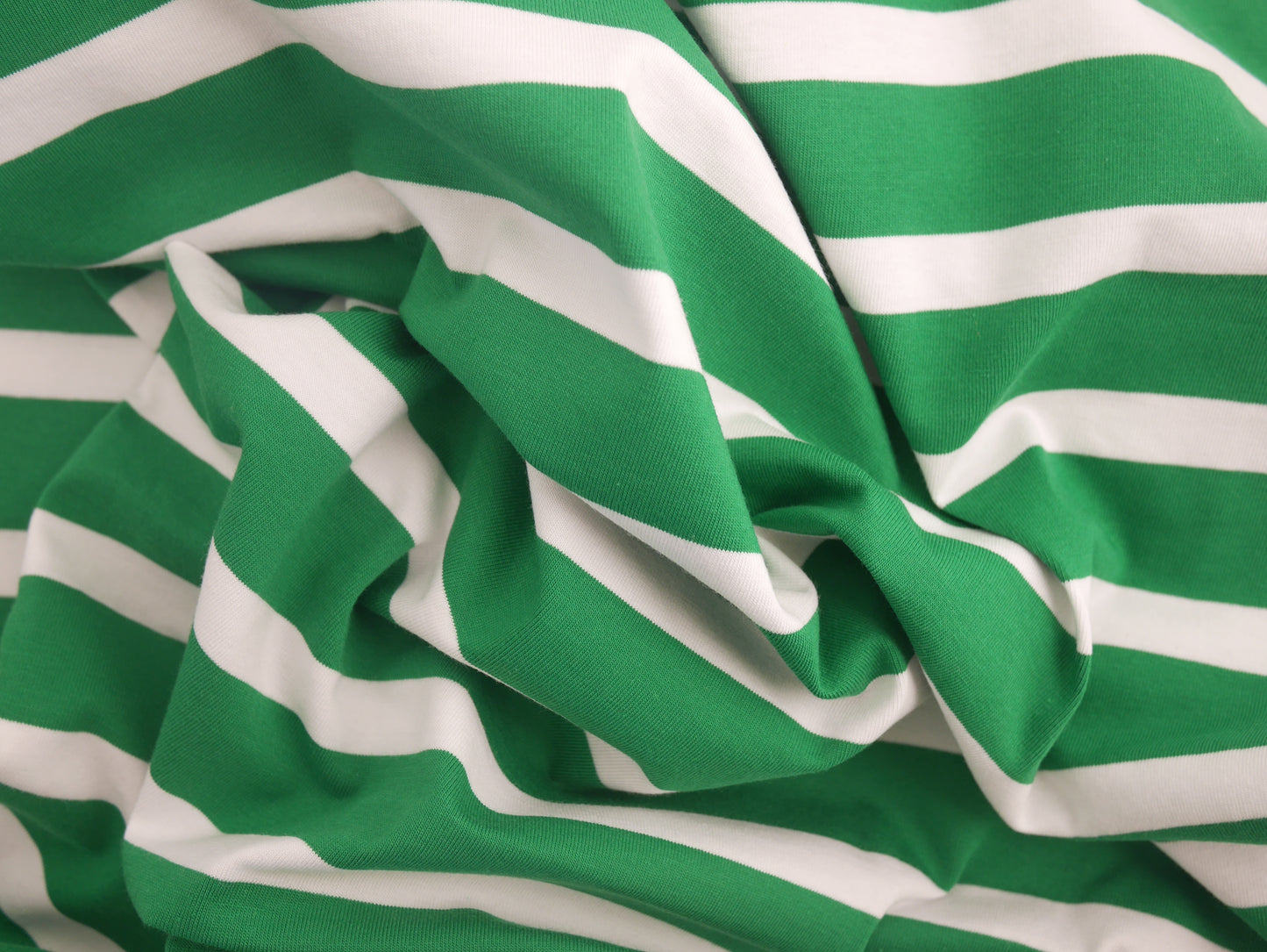 ORGANIC Striped Cotton Jersey - Green and White 1.20 Metres Remnant