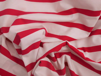 ORGANIC Striped Cotton Jersey - Red and White 1.20 Metres Remnant