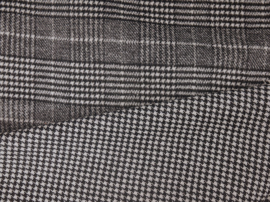 Prince of Wales/Dogtooth Reversible Wool Coating