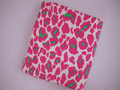 Micro Modal Single Jersey - Leopard Print Pink and Green 1 Metre Remnant