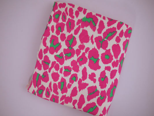 Micro Modal Single Jersey - Leopard Print Pink and Green 1 Metre Remnant