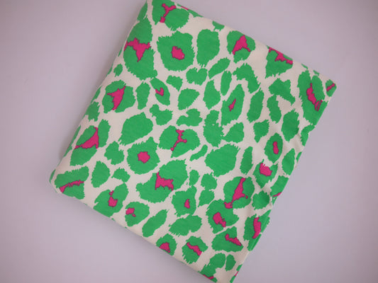 Micro Modal Single Jersey - Leopard Print Green and Pink 0.80 Metre Remnant
