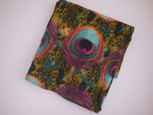 Recycled Soft Spun Polyester - Multicoloured Peacock 0.80 Metre Remnant