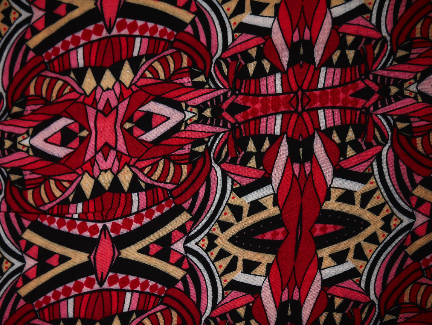 Panama Viscose Fabric - Pink Abstract Mosaic