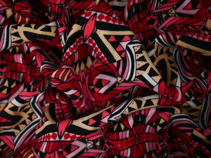 Panama Viscose Fabric - Pink Abstract Mosaic