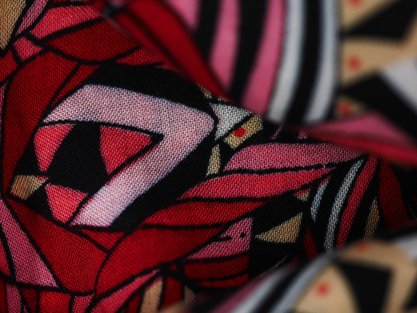 Panama Viscose Fabric - Pink Abstract Mosaic