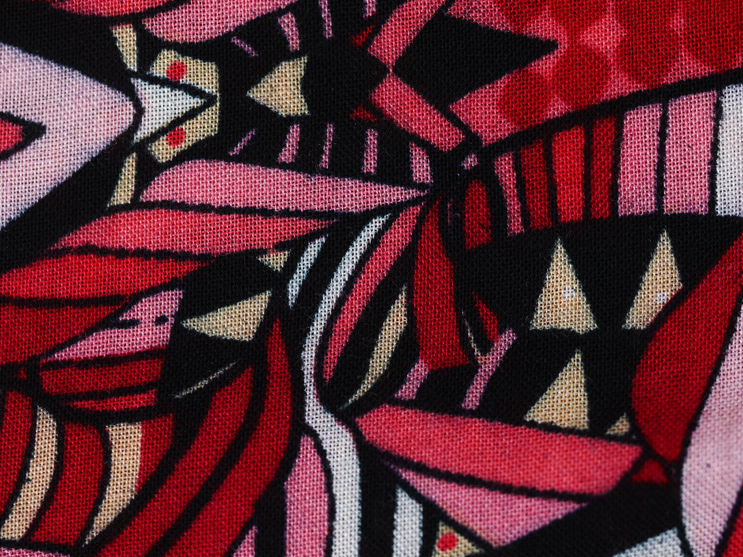 Panama Viscose Fabric - Pink Abstract Mosaic