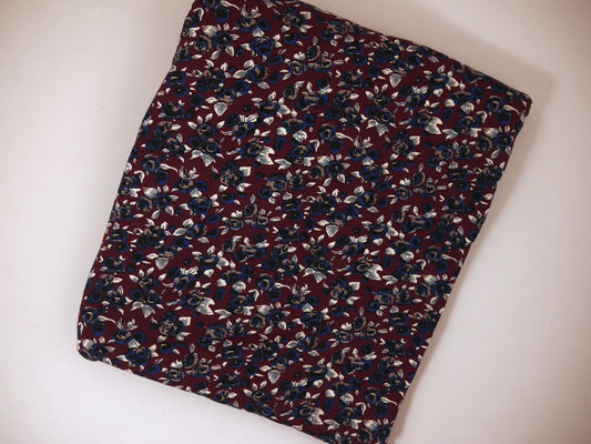 Printed Viscose Jersey Fabric - Ditsy Plum Floral Print 1.20 Metre Remnant