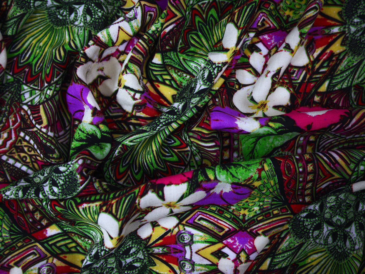 Panama Viscose Fabric - Tropical Paradise Flowers