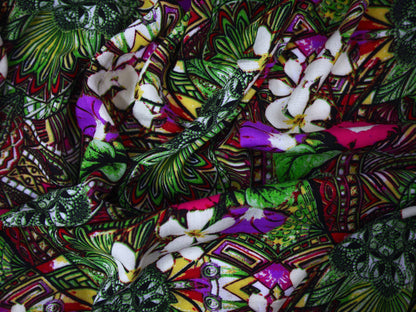 Panama Viscose Fabric - Tropical Paradise Flowers
