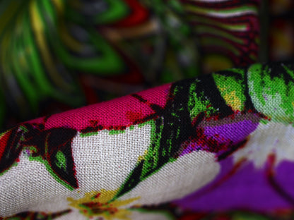 Panama Viscose Fabric - Tropical Paradise Flowers