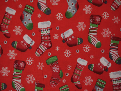 Printed Cotton Poplin - Red Christmas Stockings