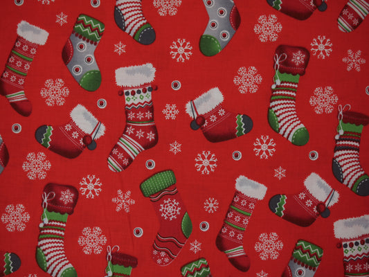 Printed Cotton Poplin - Red Christmas Stockings