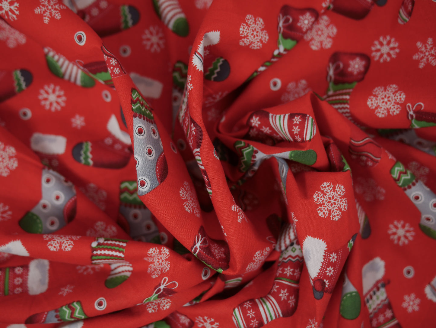 Printed Cotton Poplin - Red Christmas Stockings