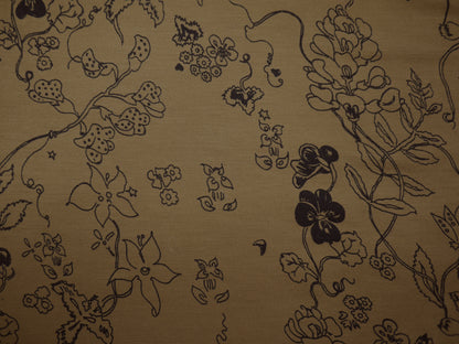 Printed Viscose Jersey Fabric - Black Line Floral Print 1.90 Metre Remnant