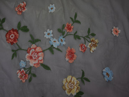 Sheer Polyester with Embroidered Flowers