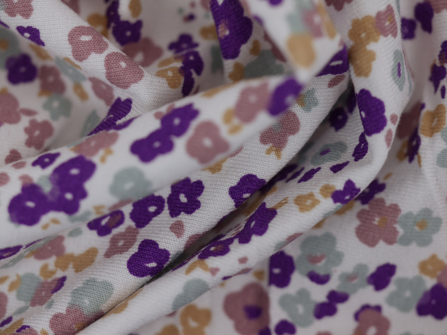 Printed Viscose Jersey Fabric - Ditsy flowers 0.95 Metre Remnant
