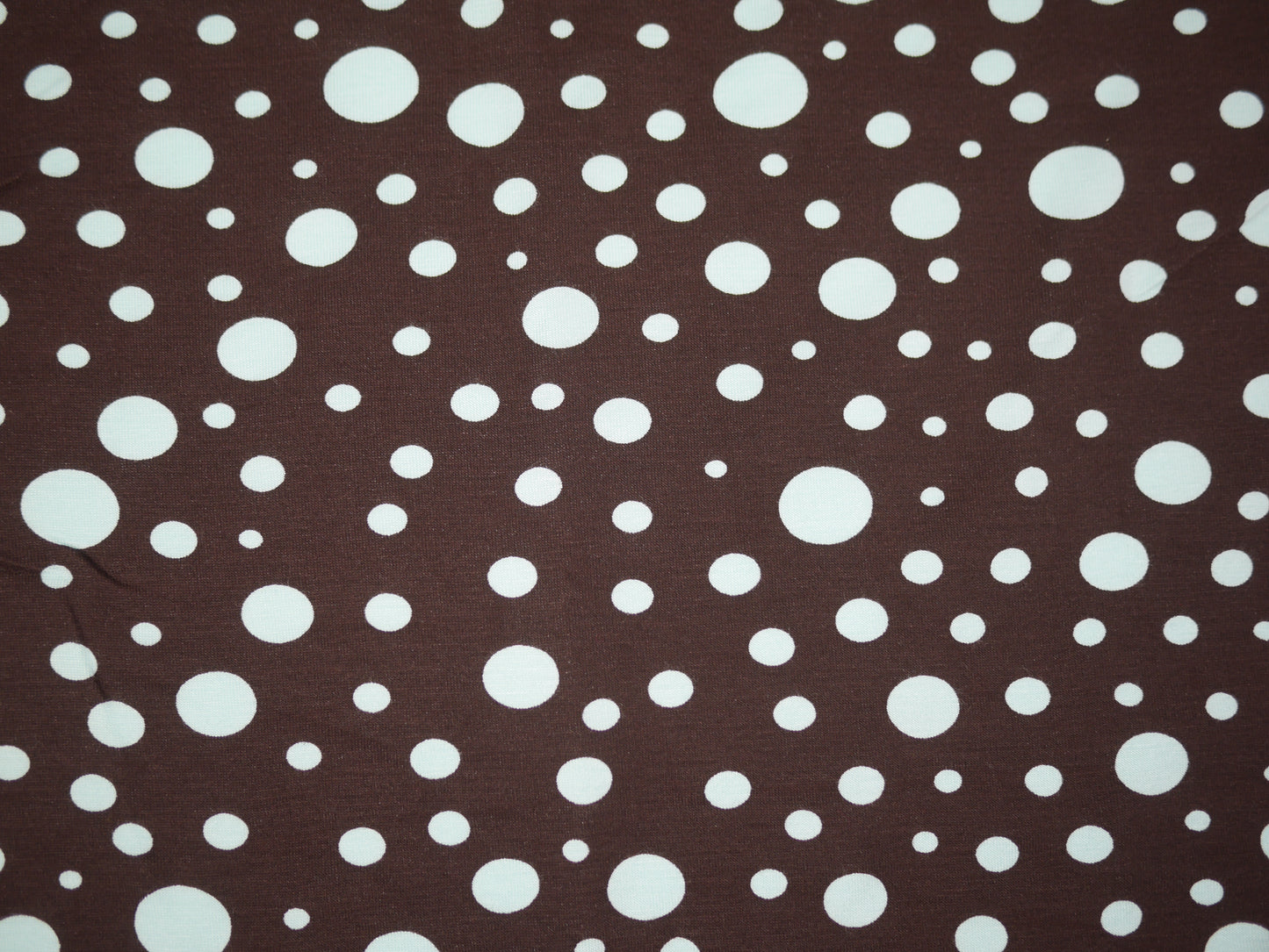 Printed Viscose Jersey Fabric - Aqua Spots on Chocolate Brown 1.30 Metre Remnant
