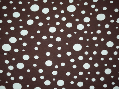 Printed Viscose Jersey Fabric - Aqua Spots on Chocolate Brown 1.30 Metre Remnant