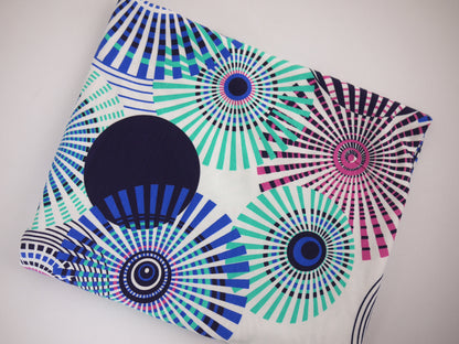 Printed Viscose Jersey Fabric - Colourful Wheels 0.70 Metre Remnant