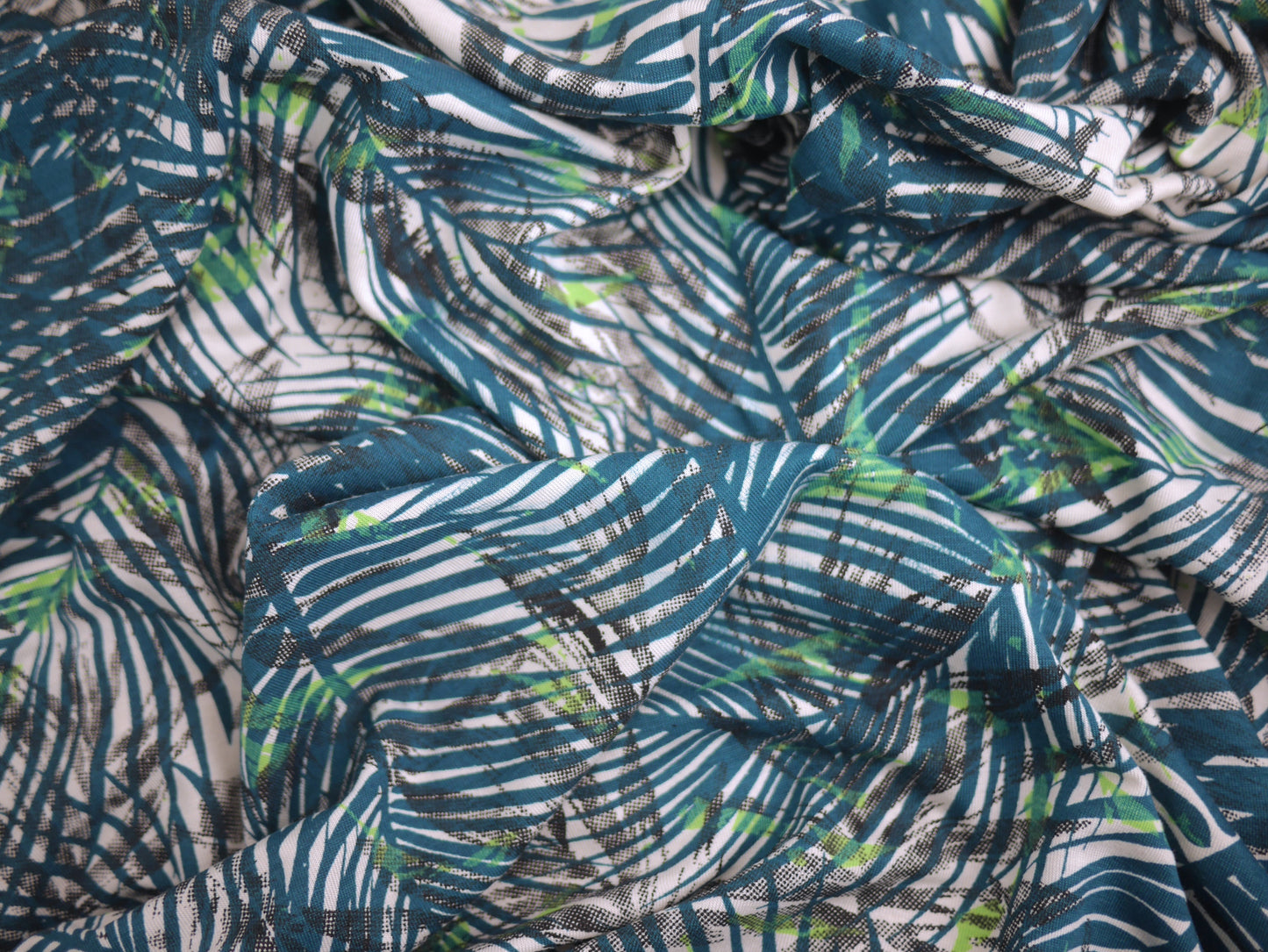 Printed Viscose Jersey Fabric - Palm Tree Print 3 Metre Remnant