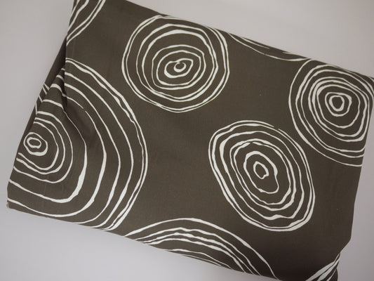 Brown and White Cotton Sateen Swirl - 3 Metre Remnant