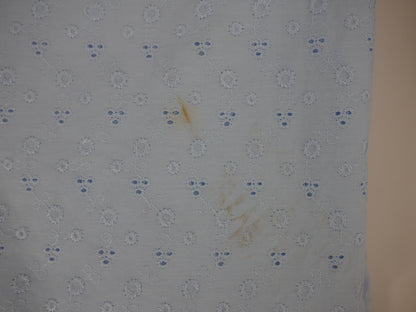 Sky Blue Floral Broderie Anglaise Fabric - 1.85 Metre Remnant FAULTY