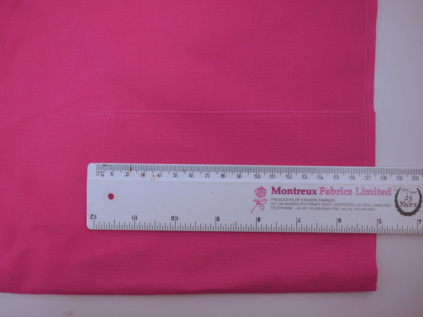 Baby Cord - Hot Pink 0.65 Metre Remnant FAULTY