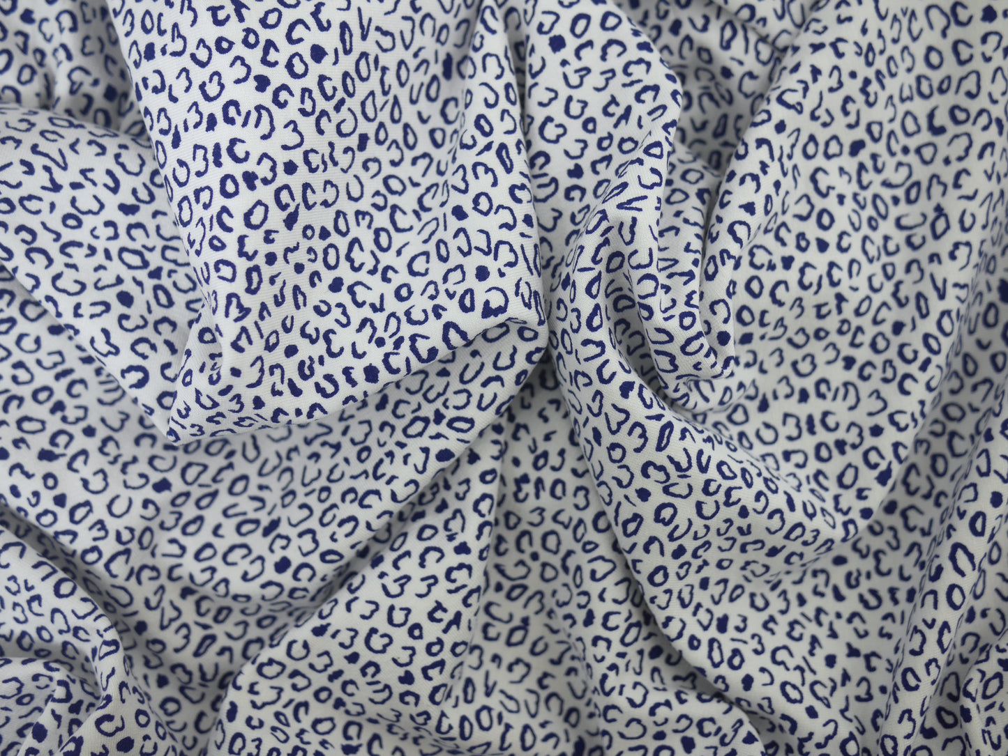 Printed Viscose Jersey - Blue Leopard Print 2 Metre Remnant