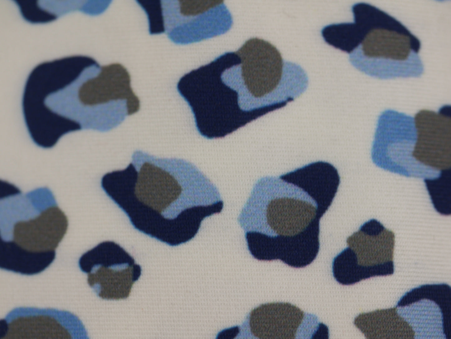 Recycled Soft Spun Polyester - Blue Leopard Print 2 Metre Remnant FAULTY