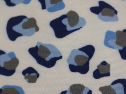 Recycled Soft Spun Polyester - Blue Leopard Print 2 Metre Remnant FAULTY