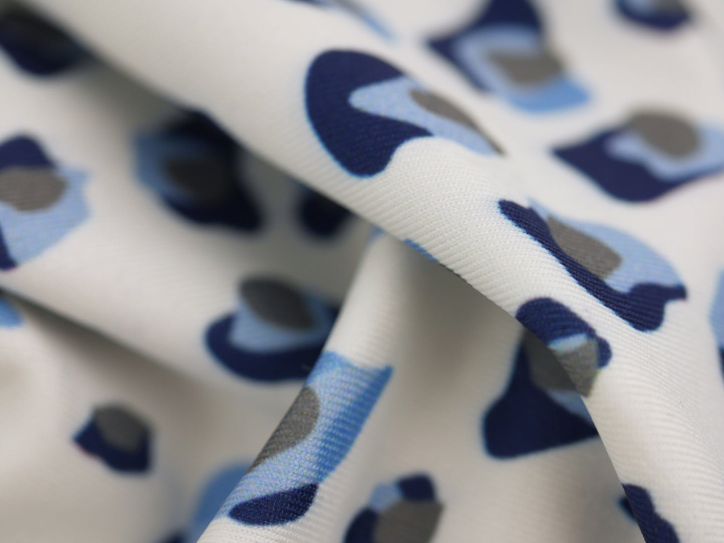 Recycled Soft Spun Polyester - Blue Leopard Print 2 Metre Remnant FAULTY