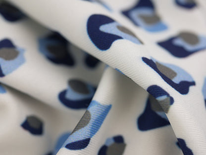 Recycled Soft Spun Polyester - Blue Leopard Print 2 Metre Remnant FAULTY