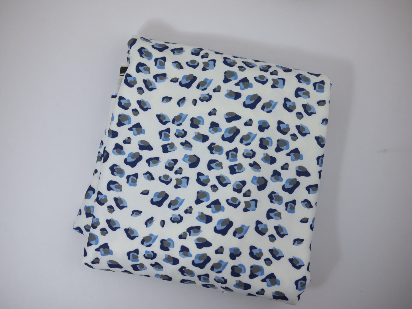 Recycled Soft Spun Polyester - Blue Leopard Print 2 Metre Remnant FAULTY