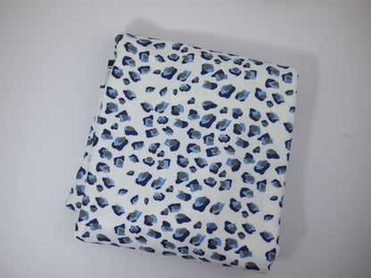 Recycled Soft Spun Polyester - Blue Leopard Print 2 Metre Remnant FAULTY