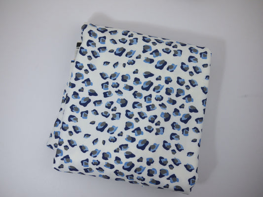 Recycled Soft Spun Polyester - Blue Leopard Print 2 Metre Remnant FAULTY