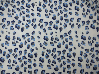 Recycled Soft Spun Polyester - Blue Leopard Print 2 Metre Remnant FAULTY