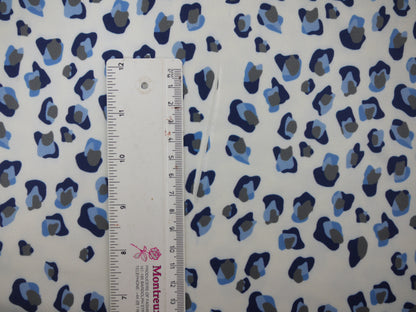 Recycled Soft Spun Polyester - Blue Leopard Print 2 Metre Remnant FAULTY