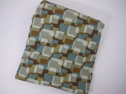 Recycled Soft Spun Polyester - Retro Squares 2.4 Metre Remnant